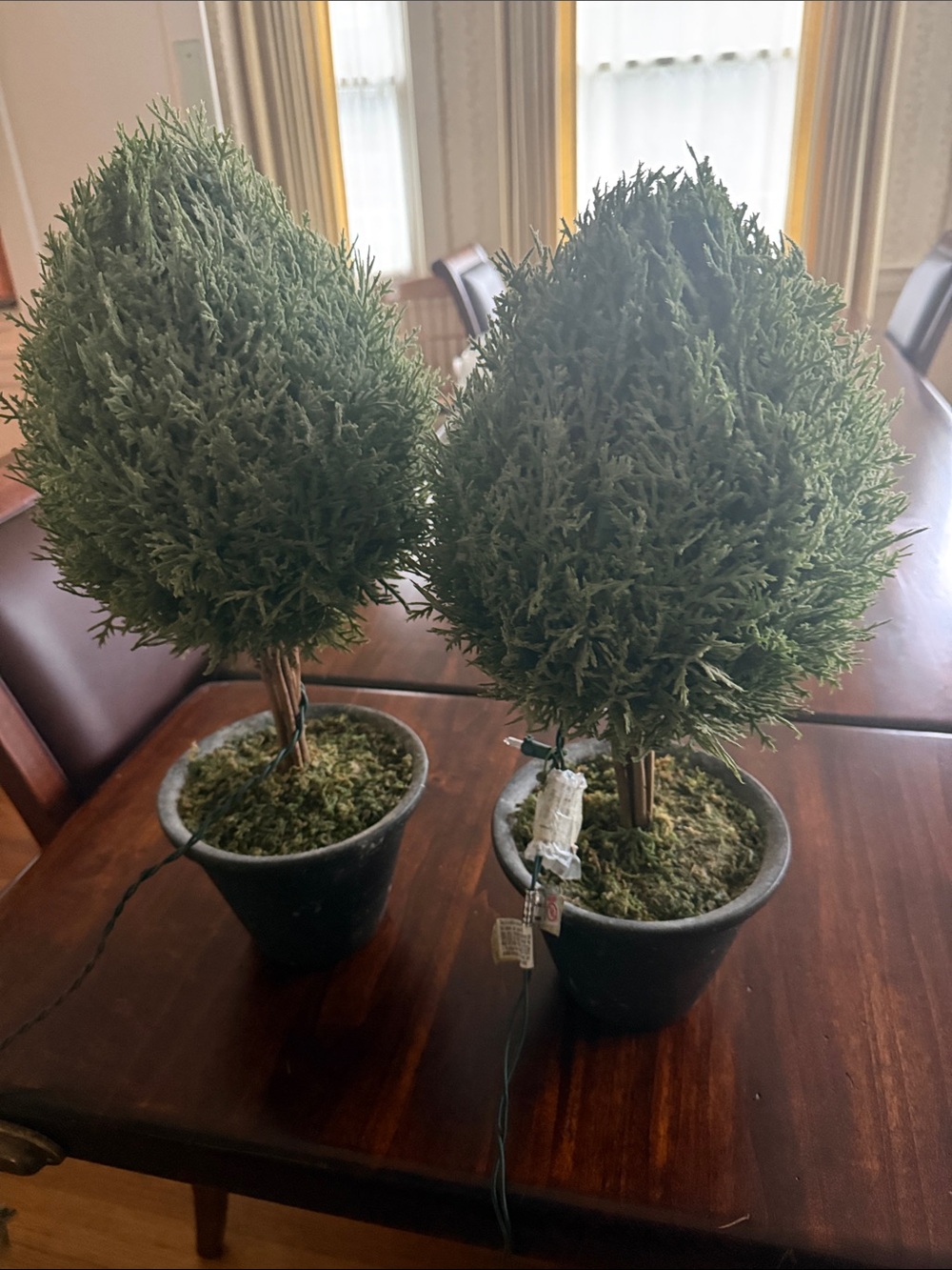 Set of 2 Topiary Artificial Cedar Tree Artificial Cedar Shrub with lights